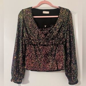 Altar’d State Sequin Top and Skirt Set, Size XS